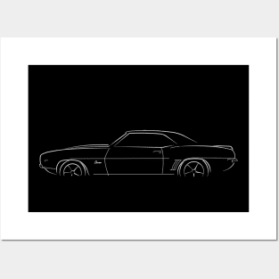 1969 Chevy Camaro - profile stencil, white Posters and Art